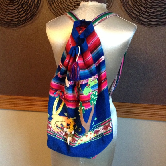 Handmade Handbags - colorful backpack HANDMADE IN GUATEMALA appliqués
